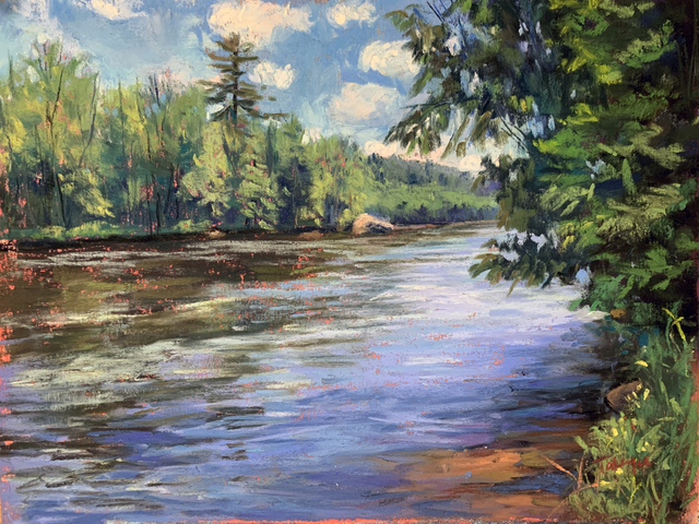 Takeyce Walter, ‘Day 13: Spring Flow on Raquette’, February 2020, Painting, Pastels, Keene Arts