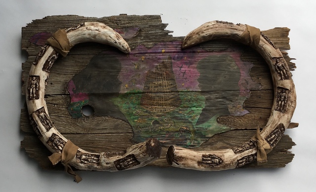 Joshua Goode Painting Sculpture On Old Barn Wood Mammoth