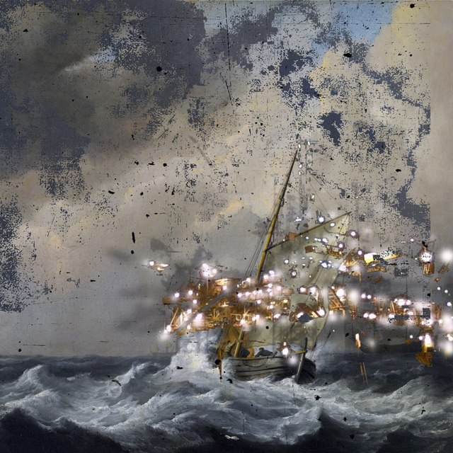 Deborah Oropallo, ‘Oil and Water’, 2016, Painting, Photomontage and acrylic on wood panel, Catharine Clark Gallery