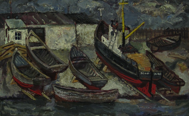 Vadim Semenovich Velichko, ‘Barges’, 1956, Painting, Oil on hardboard, Surikov Foundation