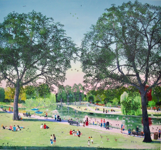 Emma Haworth, ‘Sunset Lake Park Summer’, 2019, Painting, Oil on canvas, Rebecca Hossack Art Gallery