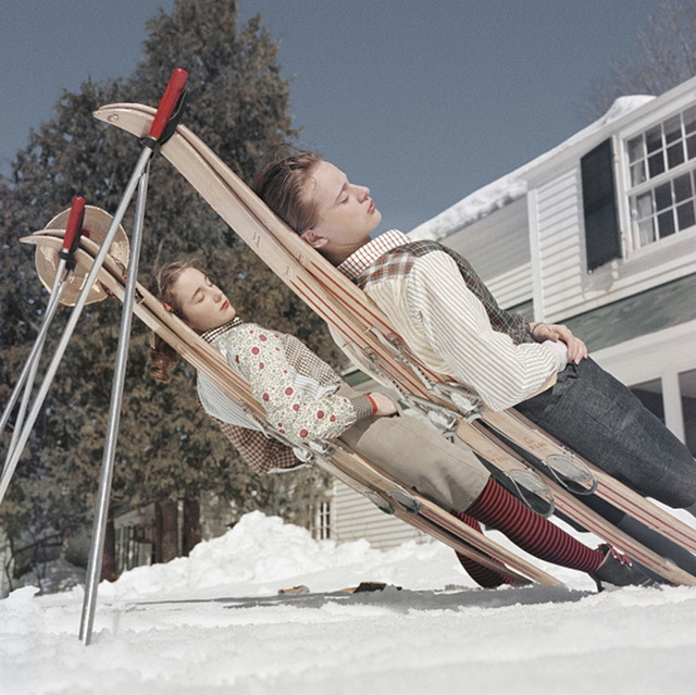 Slim Aarons, ‘New England Skiing, 1955: Two women recline on improvised sunbeds in Cranmore Mountain, New Hampshire’, 1955, Staley-Wise Gallery