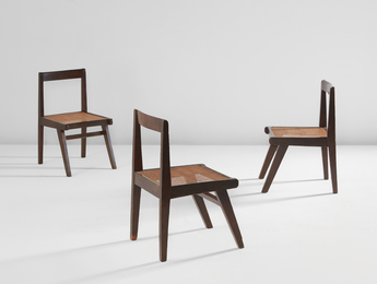 Three chairs, model no. PJ-SI-15-A, designed for the Himalayan Hostel cafeteria and private residences, Chandigarh