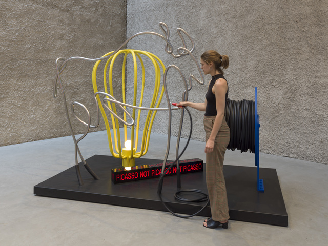 Kathryn Andrews, ‘Picasso Trace Buzzer’, 2019, Installation, Plexiglas, paint, stone, rubber, LED light, electric horn, KÖNIG GALERIE