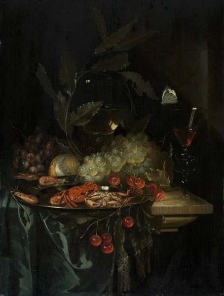 Pieter de Ring, ‘Still Life with Crayfish’, ca. 1655, Painting, Oil on wood panel, Davis Museum