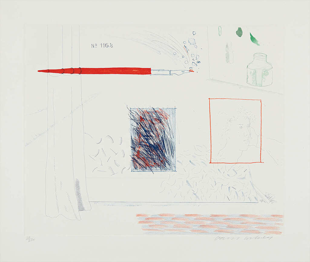 David Hockney - Etching is the Subject, from The Blue Guitar