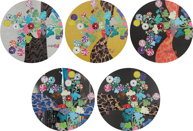 Takashi Murakami, ‘A Red River is Visible; Kansei: The Golden Age; Hokkyo Takashi - Kansei; Kansei: Wildflowers Glowing in the Night; and Korin: Stellar River in the Heavens’, 2014-15, Phillips