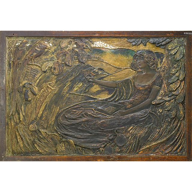 ‘Art Nouveau, Symbolist Panel With Woman Reading’, Early 20th C., Rago/Wright