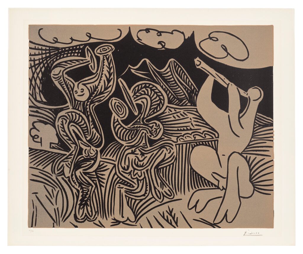 Pablo Picasso - Bacchanale: flûtiste et danseurs aux cymbales (Bacchanal: Flautist and Cymbal Dancers) (Bl. 939, Ba. 1251)