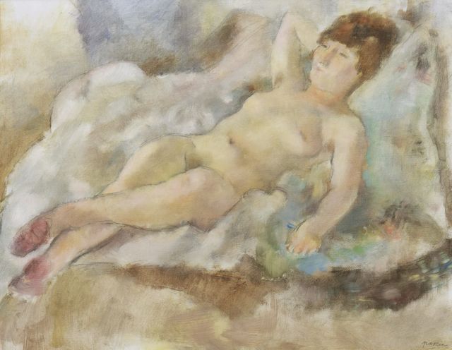 Jules Pascin, ‘Rebecca Couchée’, 1927, Painting, Oil over pencil on canvas, Stern Pissarro