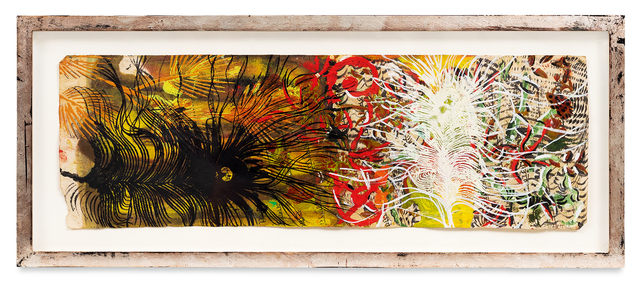 Judy Pfaff, ‘Udaipur 18’, 2013, Painting, Oil stick, encaustic, vintage Indian paper, in artist's frame, Miles McEnery Gallery