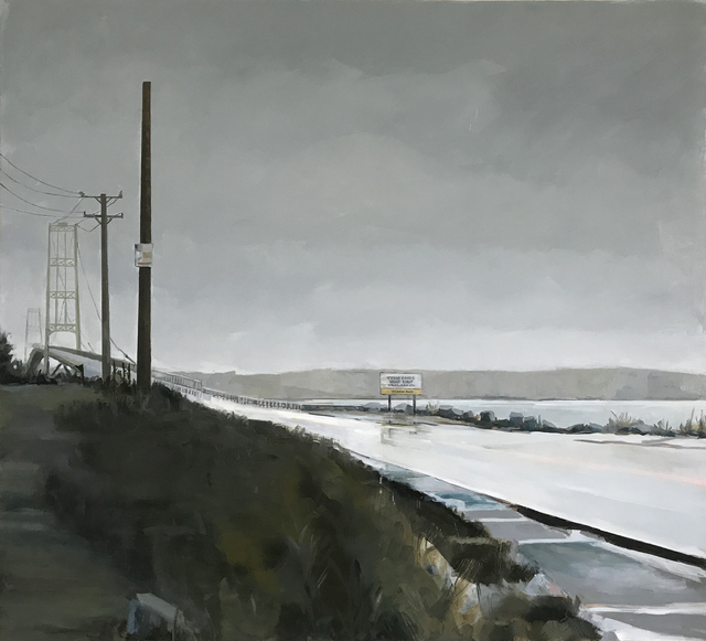 Jenny Brillhart, ‘The MP (Michelle Pfeiffer) of bridges as described by my father, a bridge engineer’, 2018, Painting, Oil on Panel, Kuckei + Kuckei