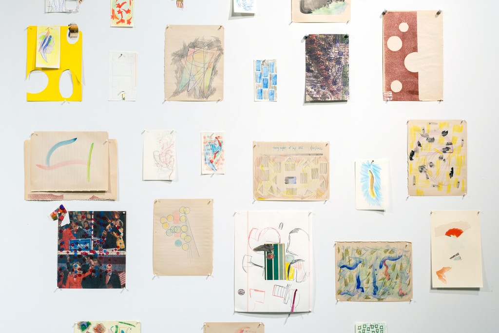 An installation of works on paper by Austin Thomas. An installation of works on paper by Austin Thomas.