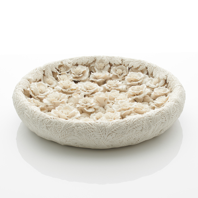 Hitomi Hosono, ‘A Tsubaki, English Daisy and Feather Leaves Pool’, 2019, Design/Decorative Art, Moulded, carved and hand-built porcelain with an interior of dancing sprigs, Adrian Sassoon