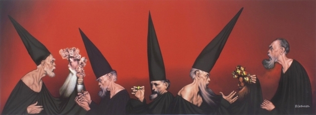 Rafael Coronel, ‘El universo rojo’, ca. 1990, Print, Digital print on canvas, Galería Mónica Saucedo