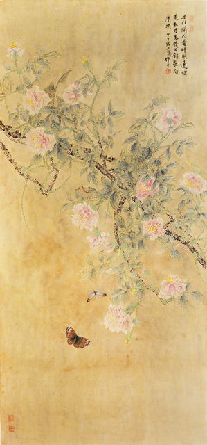 Wang Qian, ‘Butterflies Flying to Peonies in Qingming Festival’, 2014, Painting, Chinese brush painting, Ronin Gallery