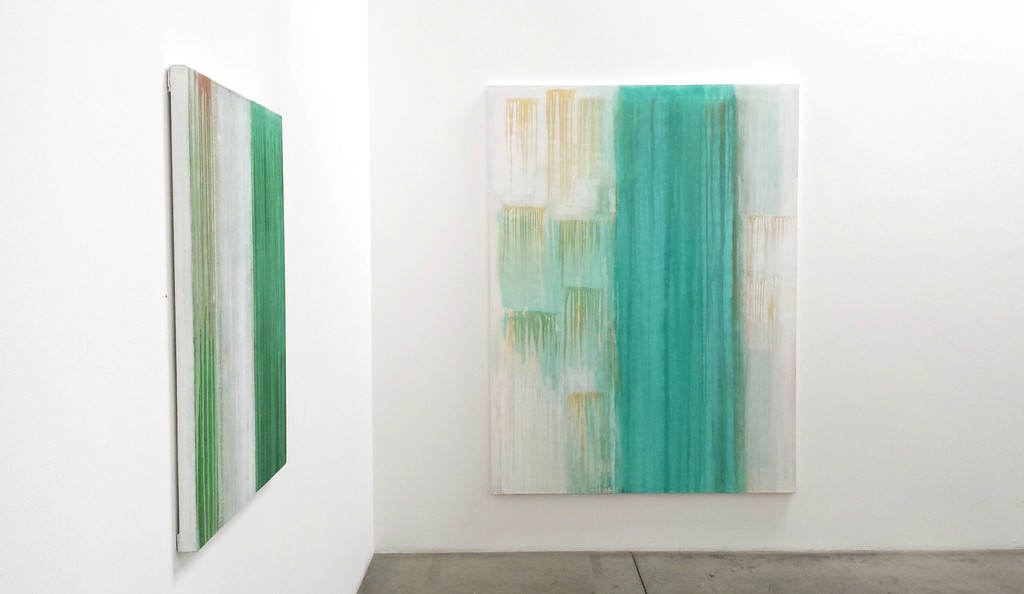 Tony Beauvy, "New Paintings" Installation
Left: "Untitled LVI," 2015, Acrylic on canvas, 40" x 30"
Right: "Untitled LIX," 2015, Acrylic on canvas, 80" x 60" Tony Beauvy, "New Paintings" Installation
Left: "Untitled LVI," 2015, Acrylic on canvas, 40" x 30"
Right: "Untitled LIX," 2015, Acrylic on canvas, 80" x 60"