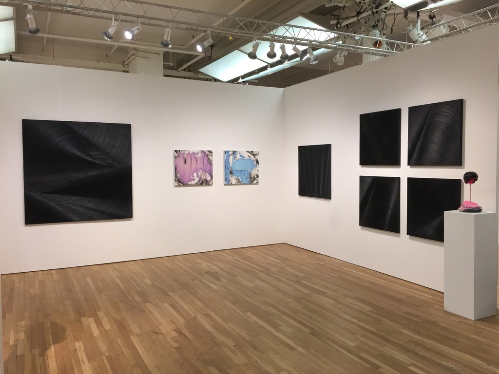 James Austin Murray "A Strange Mix of Everywhere" (main left), Jeff Muhs "Lady Whirlwind" (left) and "Fuller's Soap" (right) and James Austin Murray installation (right wall) with "Self-Portrait, Artist Brain" (sculpture) James Austin Murray "A Strange Mix of Everywhere" (main left), Jeff Muhs "Lady Whirlwind" (left) and "Fuller's Soap" (right) and James Austin Murray installation (right wall) with "Self-Portrait, Artist Brain" (sculpture)