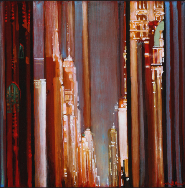 Mark Innerst, ‘Gold Stripes With Green Tracery ’, 2011, Painting, Acrylic on panel in the artist's handmade frame, DC Moore Gallery
