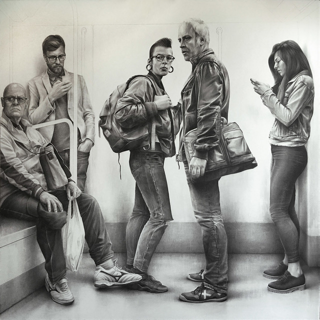 Raul Barrilado, ‘En su mundo IX’, ca. 2019, Painting, Graphite on canvas, Galeria Jordi Barnadas