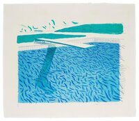 David Hockney - Lithographic Water Made of Lines, Crayon, and a Blue Wash