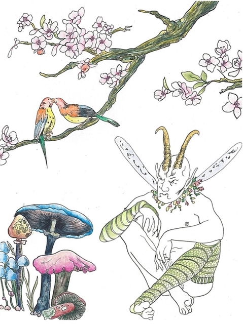 Raqib Shaw, ‘Midsummer Night`s Dream’, 2017, Print, Unique hand-colored etching., Frank Fluegel Gallery