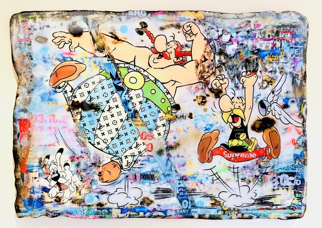 Adriano Cuencas, ‘Life is Fun’, 2020, Painting, Collage & Mixed Media on cardboard, Samhart Gallery
