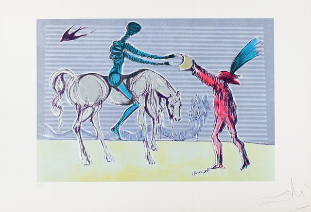 Salvador Dalí, ‘"Don Quixote: The Gift of Mandrino" Hand Signed Salvador Dali Lithograph’, 1941-1957, Print, Paper, Elena Bulatova Fine Art