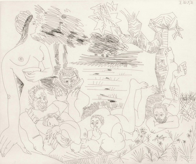 Pablo Picasso, ‘Scène Pastorale Poussinesque sur le Thème de Pan et Syrinx’, 1968, Skinner