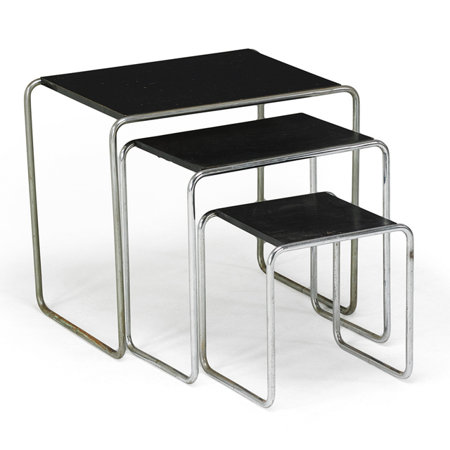 Marcel Breuer, ‘Three Tables, Austria’, Early 20th C., Design/Decorative Art, Nickeled Steel, Enameled And Laminated Wood, Rago/Wright