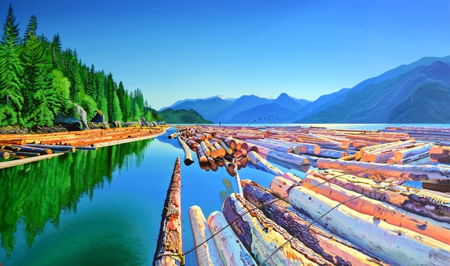 Valerie Raynard, ‘Out on the Log Booms’, 2020, Painting, Acrylic on Canvas, Kurbatoff Gallery