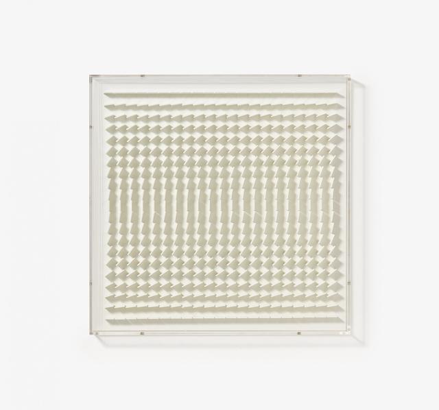 Hartmut Böhm, ‘Quadratrelief 113 (From: Visuell veränderliche Struktur)’, 1967, Mixed Media, White acrylic glass, wood, paint, wired, Van Ham