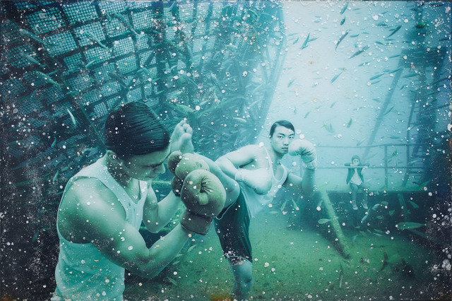 Andreas Franke, ‘Kenny Hits Pete (The Sinking World–Vandenberg Project)’, 2011, Mixed Media, Photographic print mounted on dibond behind acrylic with ocean patina, Rosenbaum Contemporary