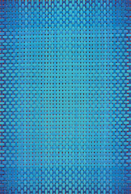 Claire Campbell Park, ‘Meditation: Aqua’, 2018, Drawing, Collage or other Work on Paper, Woven painted paper, Goya Contemporary/Goya-Girl Press