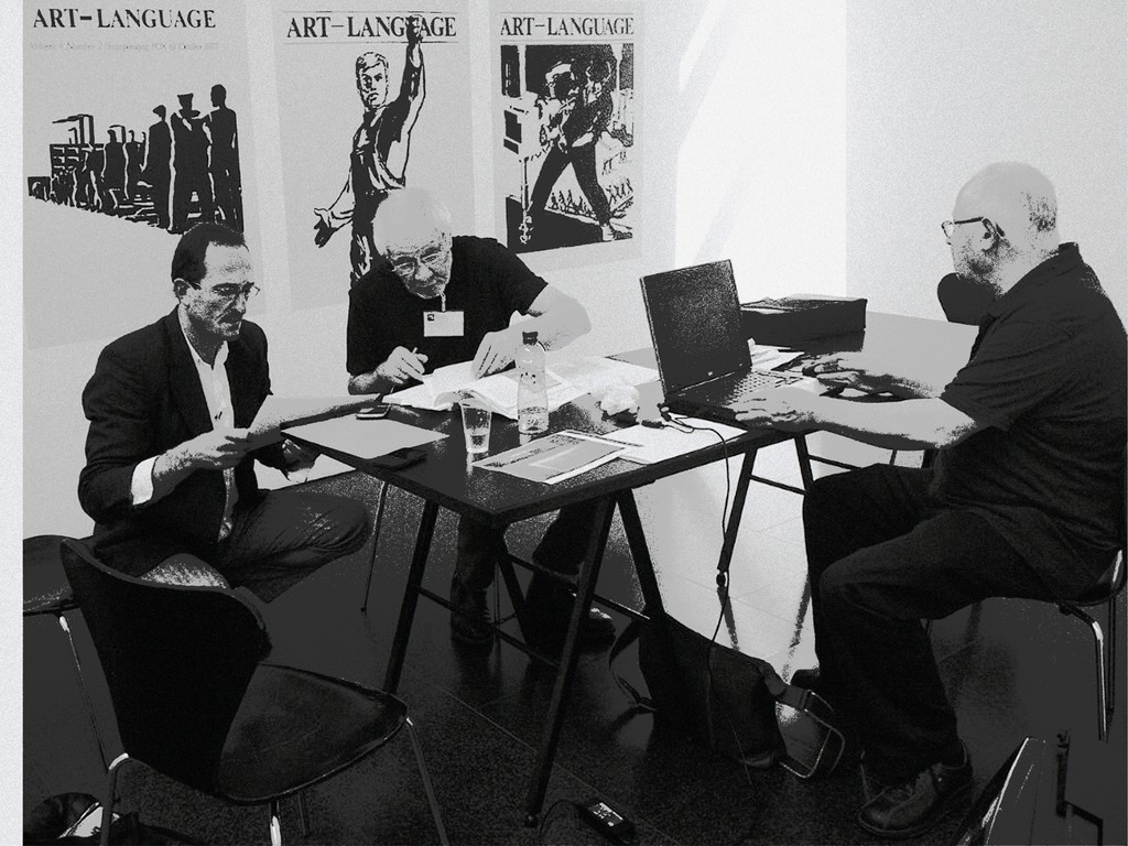 Mel Ramsden, Michael Baldwin and Philippe Méaille, at work, Barcelona 2014 Mel Ramsden, Michael Baldwin and Philippe Méaille, at work, Barcelona 2014