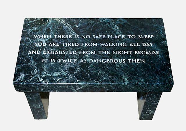 Jenny Holzer, ‘Survival:When there is no safe place...,’, 1997, Sculpture, Verde Antique Marble Footstool, uJung Art Center
