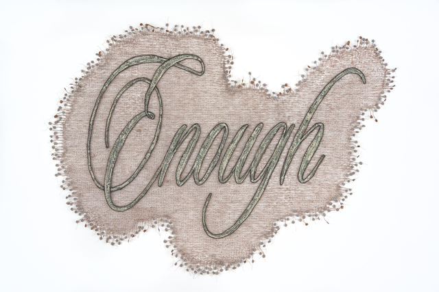 Lisa Kokin, ‘Enough (Jumbo)’, 2019, Mixed Media, Shredded money and thread, Seager Gray Gallery