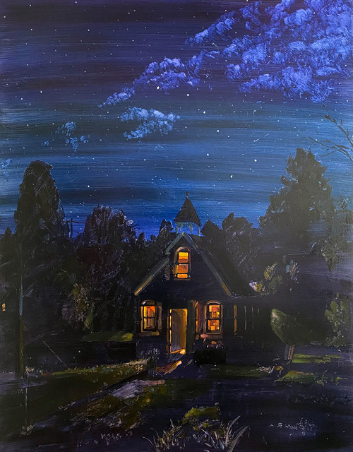 Keiran Brennan Hinton, ‘Nighttime Schoolhouse’, 2020, Painting, Oil on canvas, Galerie Nicolas Robert