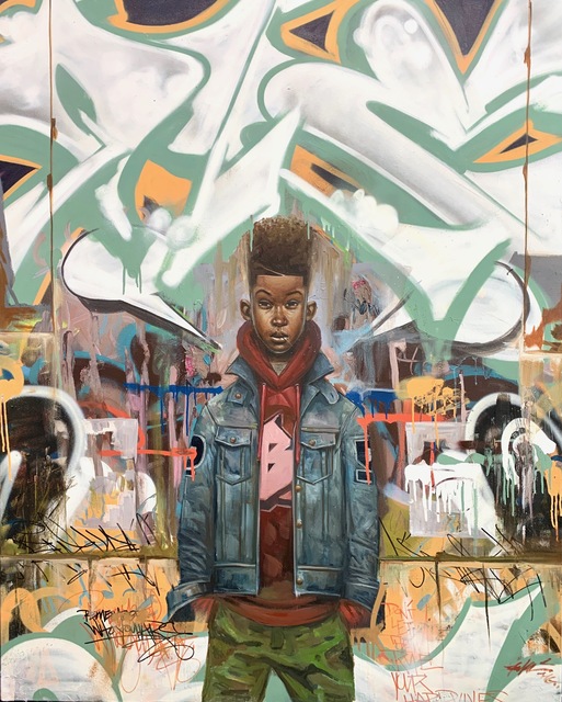 Frank Morrison, ‘The Heart Breaker’, 2021, Painting, Medium oil, spray paint and found objects on canvas, Richard Beavers Gallery