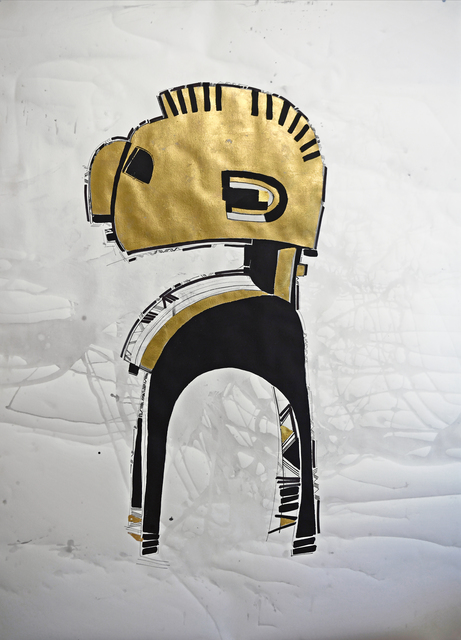 Niyi Olagunju, ‘Baga Nimba II #3’, 2021, Drawing, Collage or other Work on Paper, Acrylic Pen, Gouache and Gold leaf on Paper, TAFETA