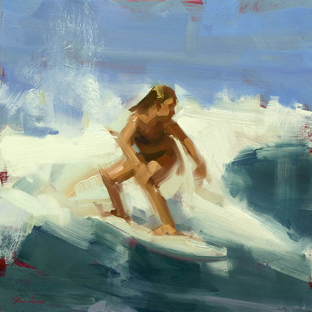 David Shevlino, ‘Turquoise Wave’, 2017, Painting, Oil on panel (framed), Sue Greenwood Fine Art