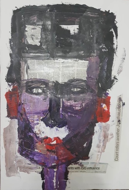 DUKE ASIDERE, ‘The Writer's Heart’, 2018, Drawing, Collage or other Work on Paper, Acrylic/Graphite on Water Colour Paper, Retro Africa