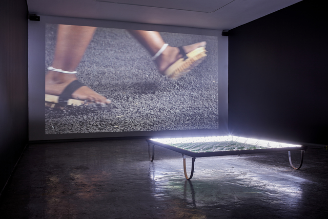 Lungiswa Gqunta, ‘Sleeping Pools’, 2017, Installation, Metal bed frame, led lights, perspex and petrol, WHATIFTHEWORLD