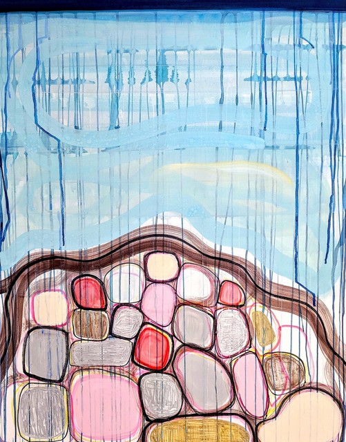 Theresa Hackett, ‘Blue Mound’, 2018, Drawing, Collage or other Work on Paper, Flashe paint, pigment, marker, acrylic on BFK, CUE Art Foundation Benefit Auction