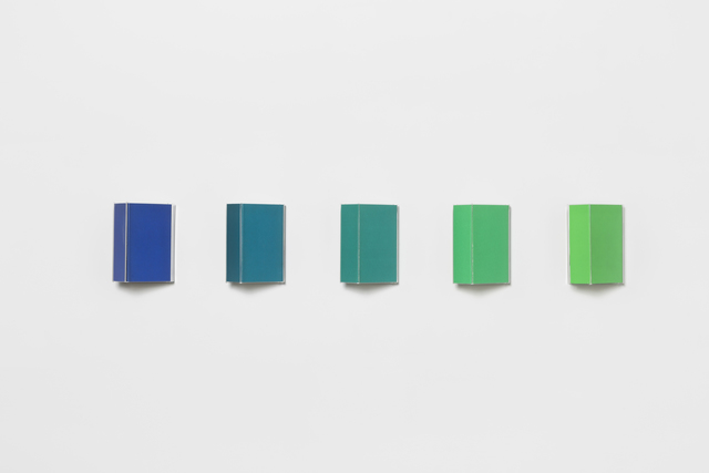 Fernanda Fragateiro, ‘No Color, 1’, 2011-2018, Installation, Acrylic and books from Edition Suhrkamp: Hochwasser >im Dialog<, #40 ( Hochwasser Gunter Grass); Politik und Verfassung #95 (Otto Kirchheimer); >Ich wunschte ein Burger zu sein< Neun Versuche uber den Staat, #224 (Dolf Sternberger); Zur politischen Okonomie der geplanten Wirtschaft, #227 (Paul A. Baran); Kaspar, #322 (Peter Handke), Josée Bienvenu
