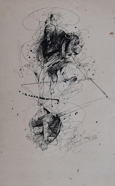 Sunil Das Rare Early Drawing Ii Nude Figurative Pen Ink