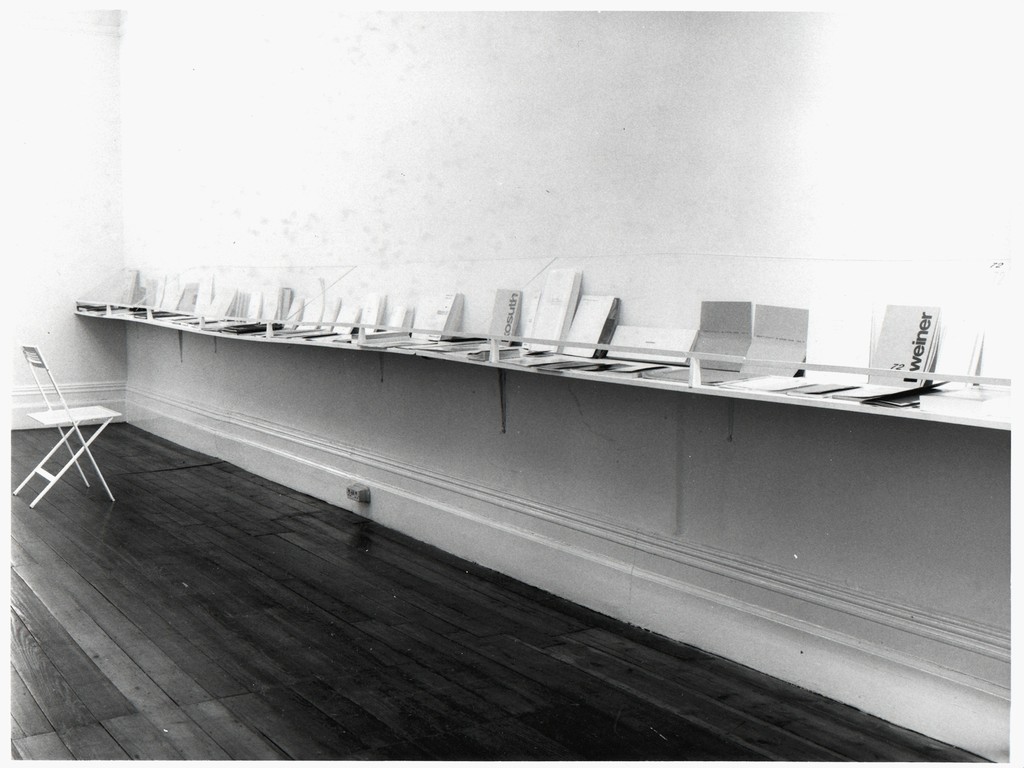 Installation photo from Book As Artwork, Nigel Greenwood Inc Ltd, September 1972. Photograph courtesy of © The Nigel Greenwood Gallery Archive, Tate Archive, London. Installation photo from Book As Artwork, Nigel Greenwood Inc Ltd, September 1972. Photograph courtesy of © The Nigel Greenwood Gallery Archive, Tate Archive, London.