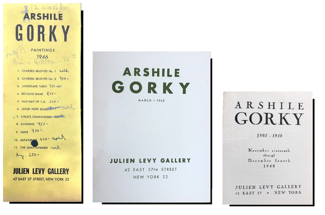 Arshile Gorky, ‘SET of 3 ANNOUNCEMENTS/ INVITATIONS- "Arshile Gorky", 1945/46/48, Julien Levy Gallery NYC’, 1945, 1946, 1948, VINCE fine arts/ephemera