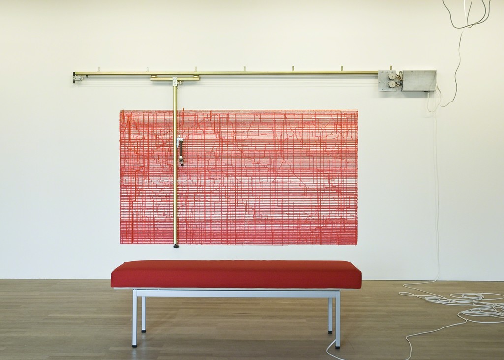 Angela Bulloch, Constructostrato Drawing Machine Red, 2011, Städtische Galerie Wolfsburg, Installation view Time & Line, Städtische Galerie Wolfsburg, 3. April – 18. September 2011, Photo: Carsten Eisfeld Angela Bulloch, Constructostrato Drawing Machine Red, 2011, Städtische Galerie Wolfsburg, Installation view Time & Line, Städtische Galerie Wolfsburg, 3. April – 18. September 2011, Photo: Carsten Eisfeld