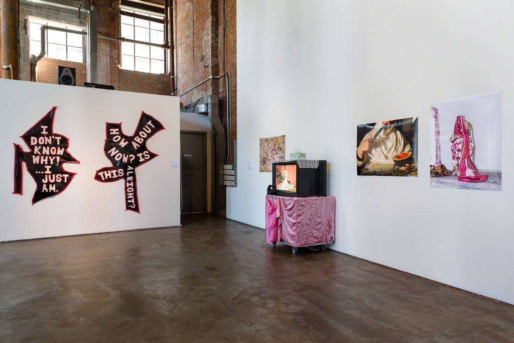 Installation view of Laugh Back, 2018.
Curated by Lindsey O’Connor
July 14 - August 19, 2018
Image courtesy of Smack Mellon. Photo by Etienne Frossard. Installation view of Laugh Back, 2018.
Curated by Lindsey O’Connor
July 14 - August 19, 2018
Image courtesy of Smack Mellon. Photo by Etienne Frossard.